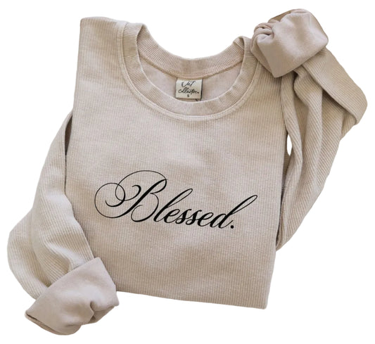 "BLESSED" VINTAGE THERMAL PULLOVER in DUSTY VANILLA or LATTE