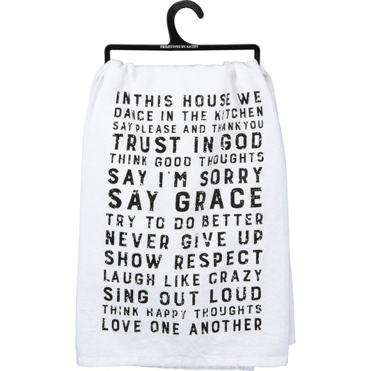 "IN THIS HOUSE WE DANCE IN THE KITCHEN" DISH TOWEL