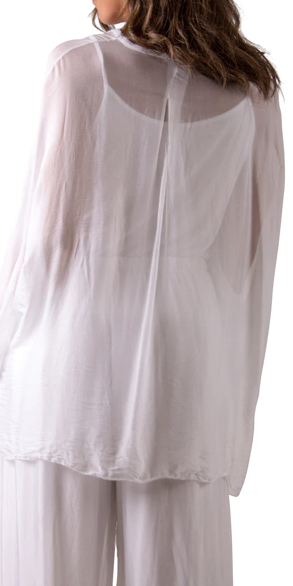 ANGELO SILK BLOUSE in WHITE