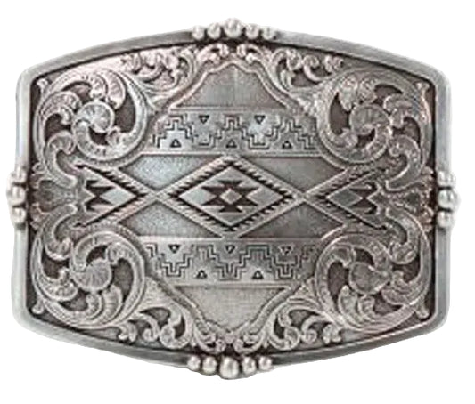 NOCONA RECTANGLE AZTEC FLORAL BUCKLE