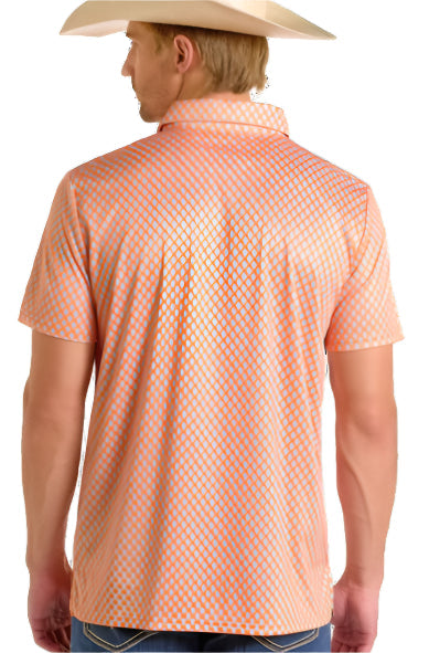 PANHANDLE MEN'S GEO PRINT POLO SHIRT - ORANGE
