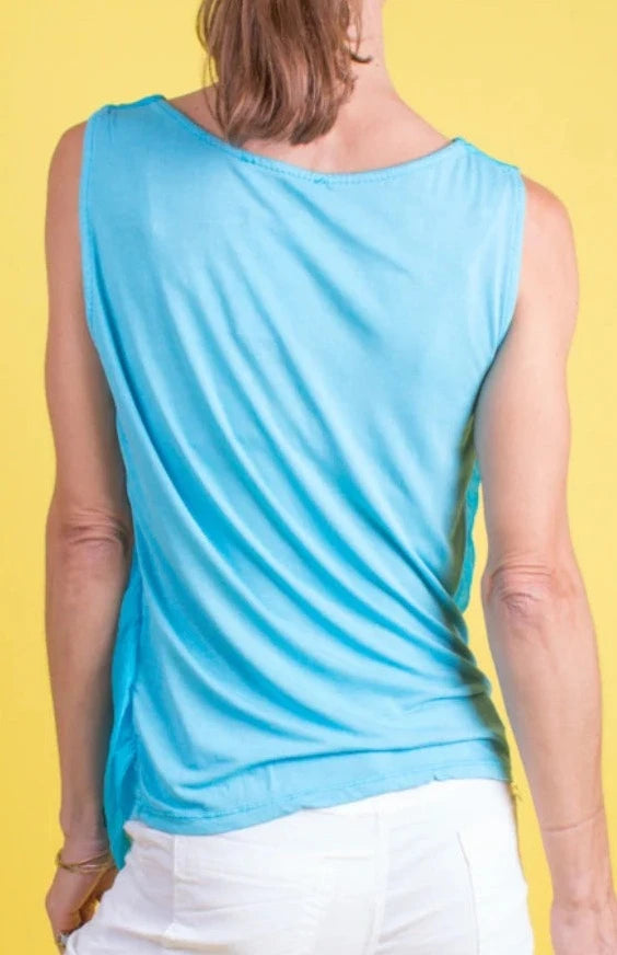 MAGGIA SILK TANK in TURQUOISE