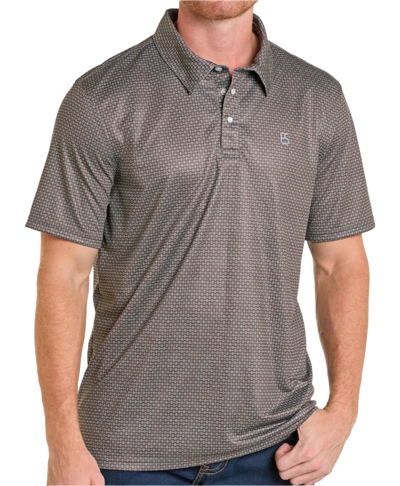 PANHANDLE MEN'S PERFORMANCE SNAP POLO SHIRT -BROWN