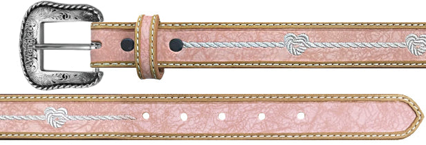 GIRL'S WRANGLER ROPE HEART EMBROIDERED TAN BELT