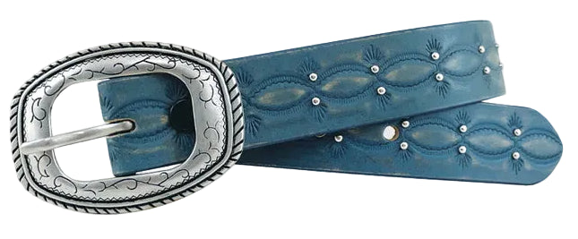 GIRL'S WRANGLER STUDDED TURQUOISE LEATHER BELT