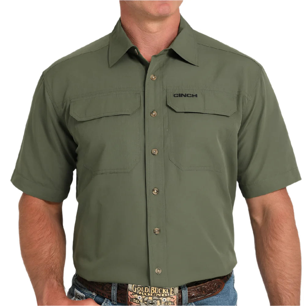 CINCH MEN'S ARENAFLEX SHORT SLEEVE SHIRT - OLIVE