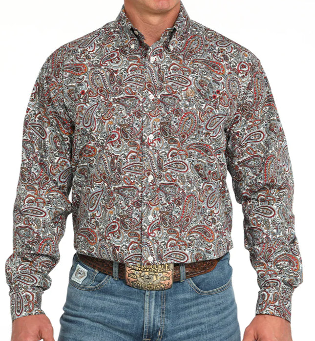 CINCH MEN'S LONG SLEEVE PAISLEY PRINT BUTTON DOWN SHIRT - MULTI