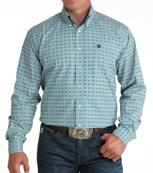 CINCH MEN'S LONG SLEEVE GEO PRINT SHIRT - BLUE