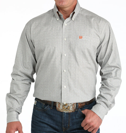CINCH MEN'S LONG SLEEVE GEO PRINT SHIRT - CREAM