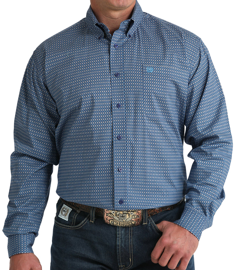 CINCH MEN'S LONG SLEEVE GEO-PRINT SHIRT - ROYAL BLUE