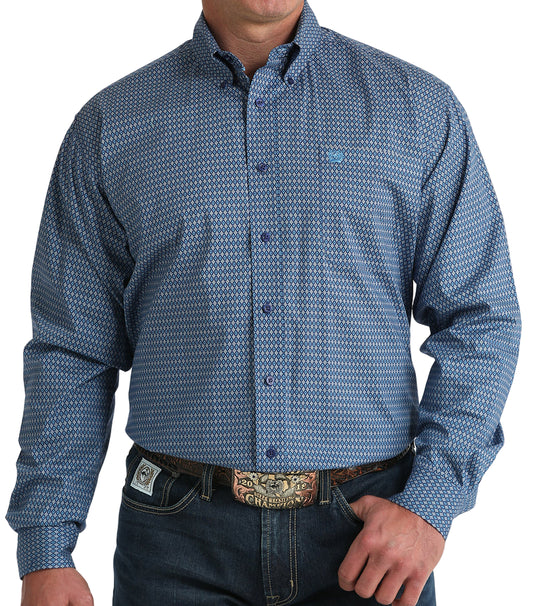 CINCH MEN'S LONG SLEEVE GEO-PRINT SHIRT - ROYAL BLUE