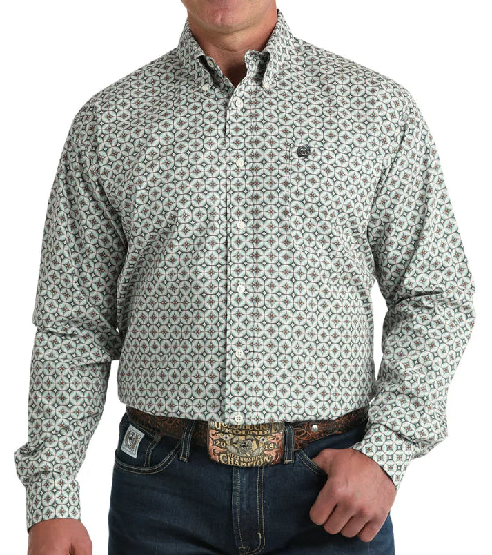 CINCH MEN'S CREAM GEO-PRINT WESTERN SHIRT