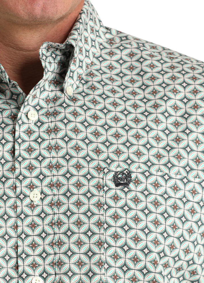 CINCH MEN'S CREAM GEO-PRINT WESTERN SHIRT