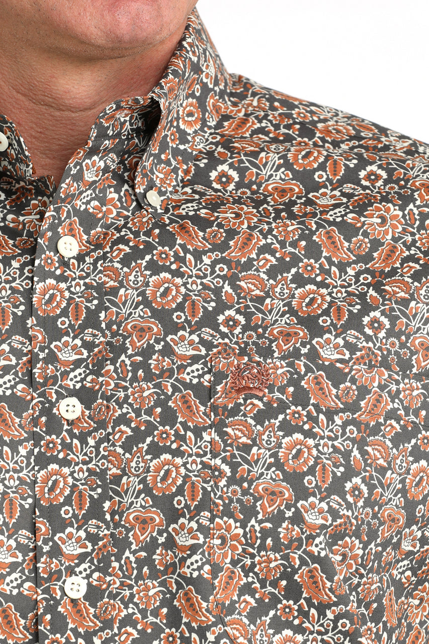 CINCH MEN'S CHARCOAL FLORAL PRINT BUTTON DOWN SHIRT