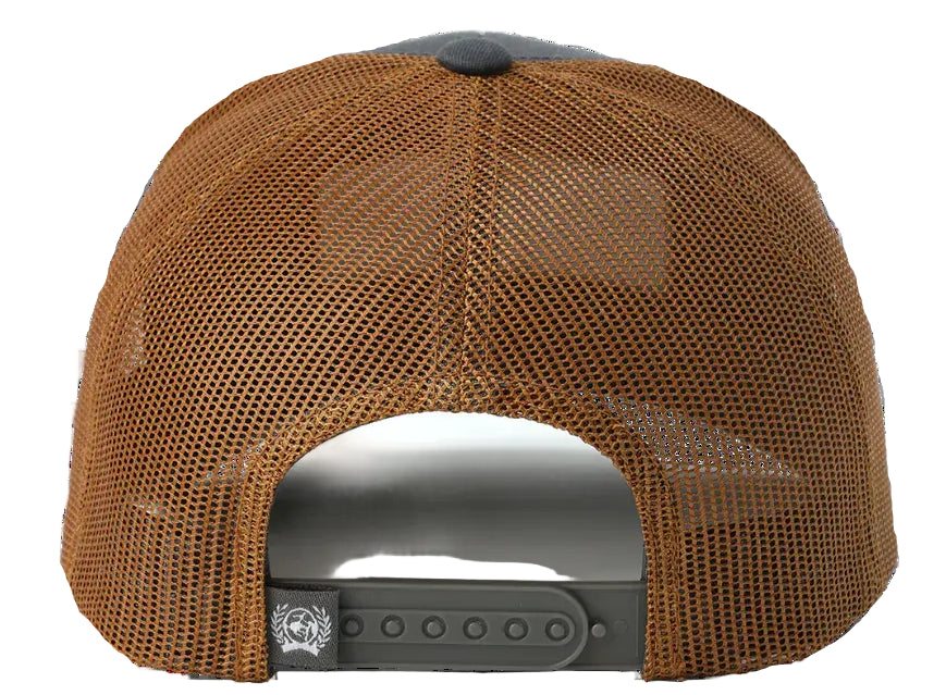CINCH MEN'S CHARCOAL/BROWN LOGO PATCH TRUCKER CAP