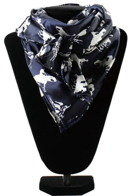 SILK RUNNING HORSES WILD RAG in BLACK