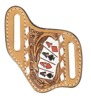 3D ACE CARD LEATHER PANCAKE KNIFE SHEATH
