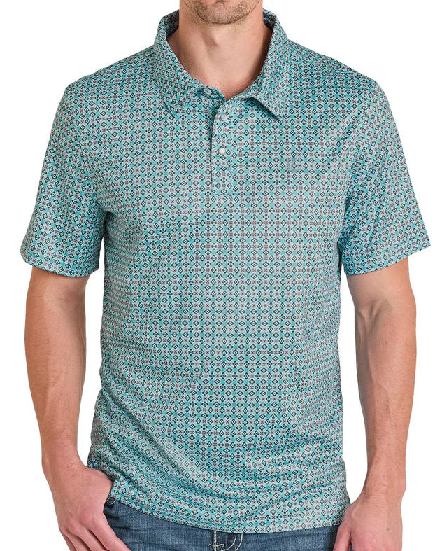 PANHANDLE SLIM MEN'S TURQUOISE MEDALLION PERFORMANCE POLO
