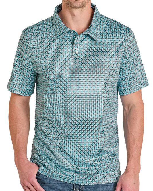 PANHANDLE SLIM MEN'S TURQUOISE MEDALLION PERFORMANCE POLO