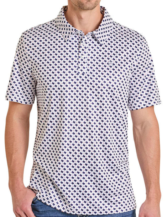 PANHANDLE SLIM MEN'S BLUE TEXAS PERFORMANCE POLO