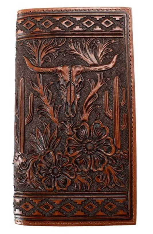NOCONA MEN'S RODEO LONGHORN FLORAL WALLET