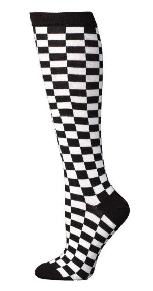 BOOT DOCTOR LADIES' B & W CHECKERBOARD OVER THE CALF SOCKS