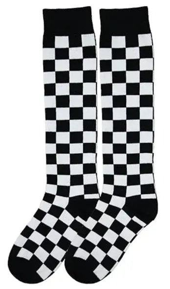 BOOT DOCTOR LADIES' B & W CHECKERBOARD OVER THE CALF SOCKS