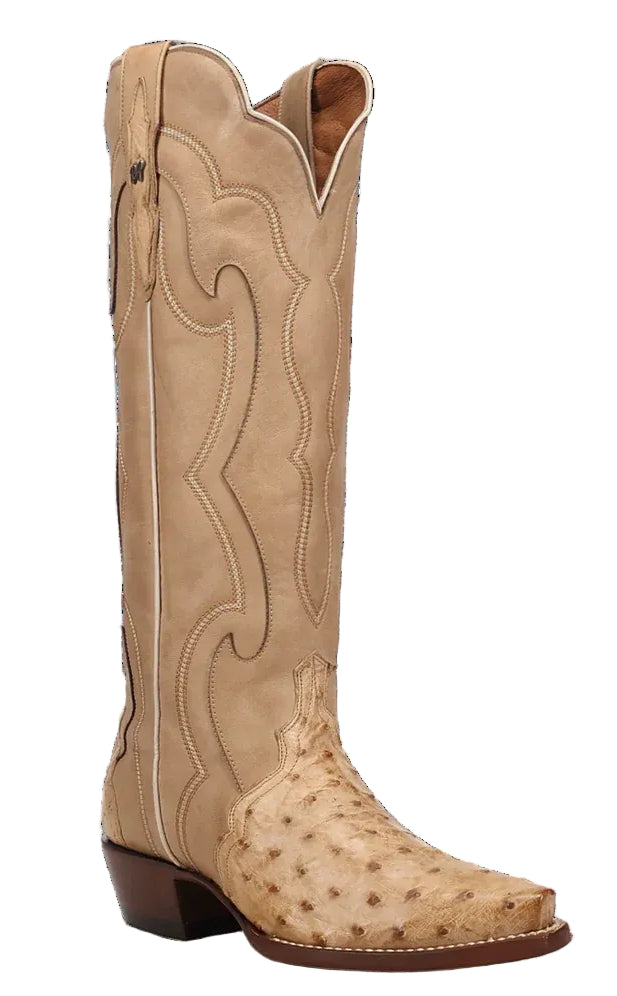 DAN POST MARAVILLA FULL QUILL OSTRICH 16" LADIES' BOOT in TAN