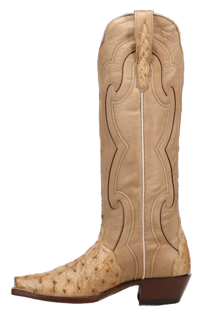 DAN POST MARAVILLA FULL QUILL OSTRICH 16" LADIES' BOOT in TAN