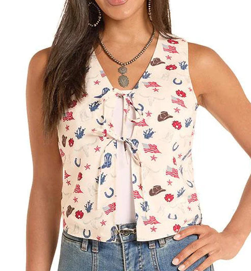 ROCK & ROLL DENIM LADIES' AMERICAN PRINT VEST