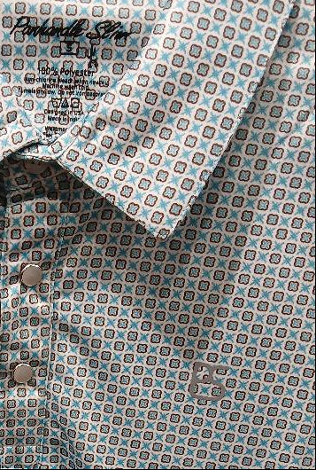 PANHANDLE SLIM MEN'S TURQUOISE SNAP PRINT POLO
