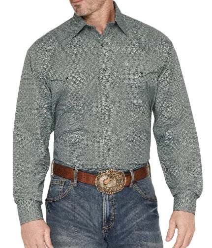 STETSON MEN'S LONG SLEEVE GEO PRINT SNAP WESTERN SHIRT