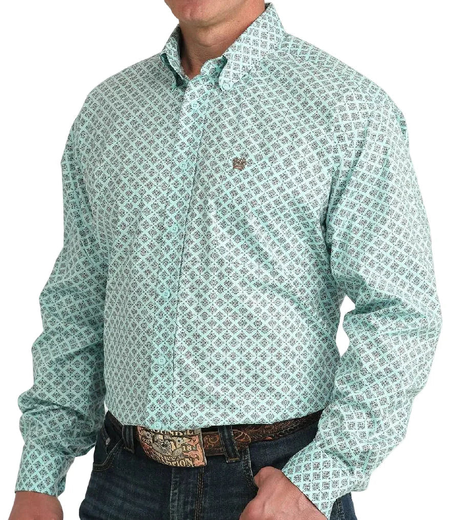 CINCH MEN'S ICE BLUE GEO PRINT LONG SLEEVE SHIRT
