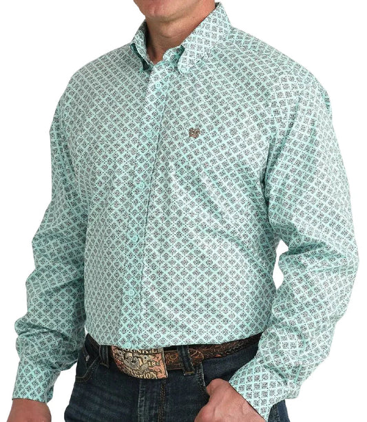 CINCH MEN'S ICE BLUE GEO PRINT LONG SLEEVE SHIRT