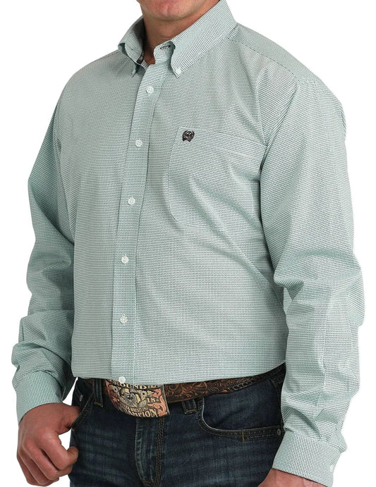 CINCH MEN'S ICE BLUE GEO PRINT BUTTON DOWN SHIRT