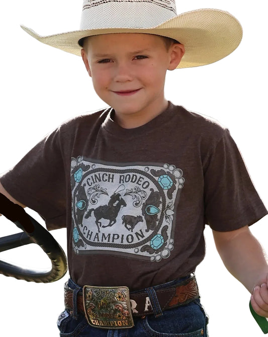 CINCH BOY'S RANCH RODEO CHAMPION GRAPHIC TEE in BROWN