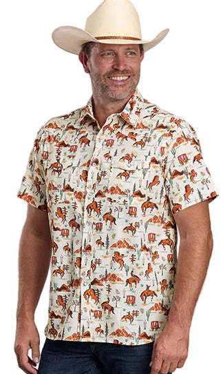 MEN'S ROPER APPAREL VINTAGE SCENIC PRINT SHORT SLEEVE SHIRT