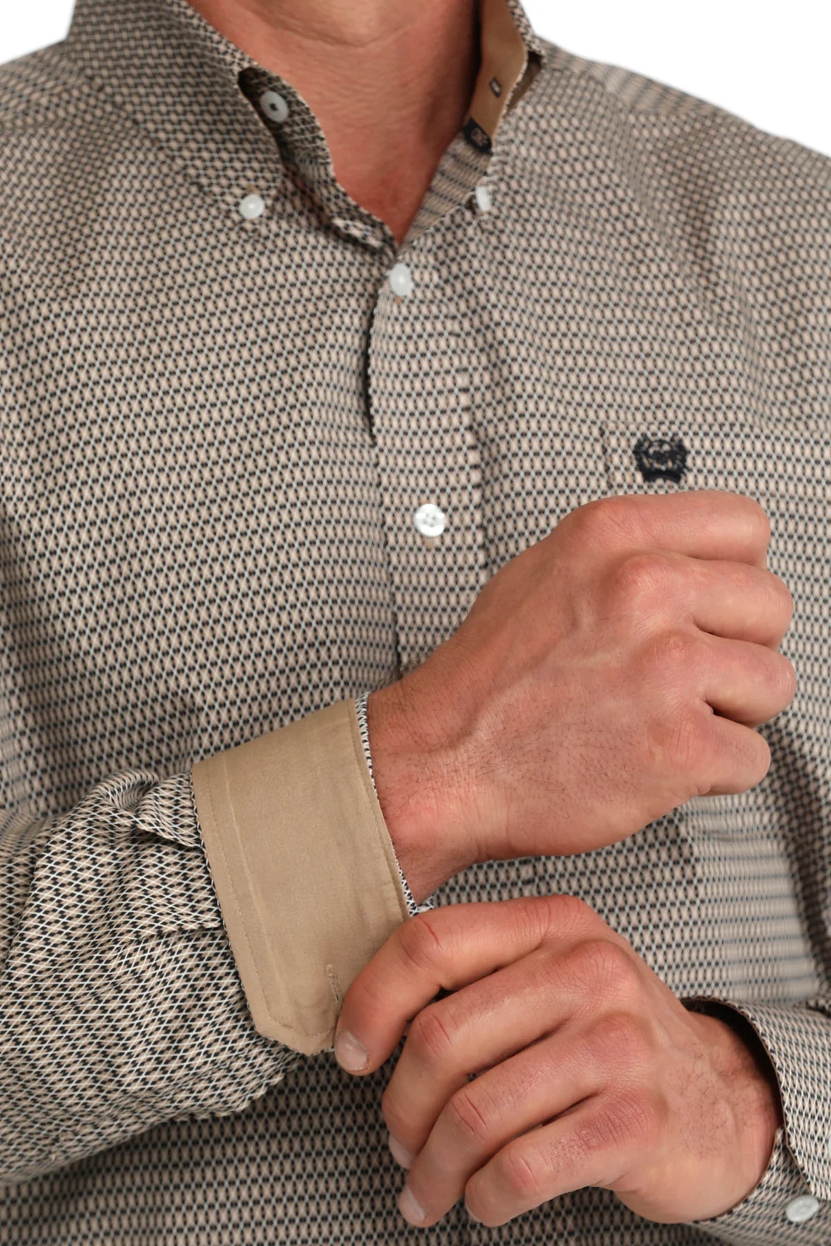 CINCH MEN'S KHAKI PRINTED LONG SLEEVE SHIRT
