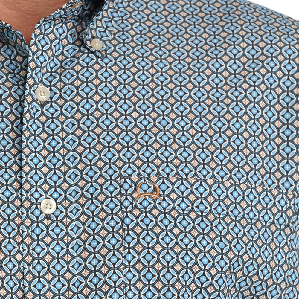 CINCH MEN'S SHORT SLEEVE PRINT ARENAFLEX SHIRT - BLUE