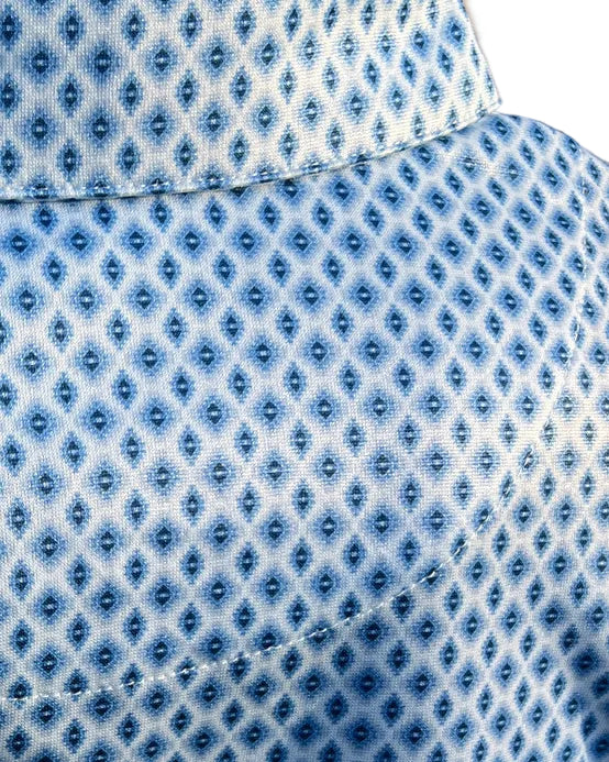 PANHANDLE SLIM MEN'S BLUE DIAMOND PRINT POLO