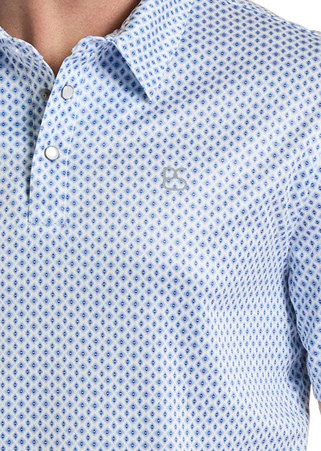 PANHANDLE SLIM MEN'S BLUE DIAMOND PRINT POLO