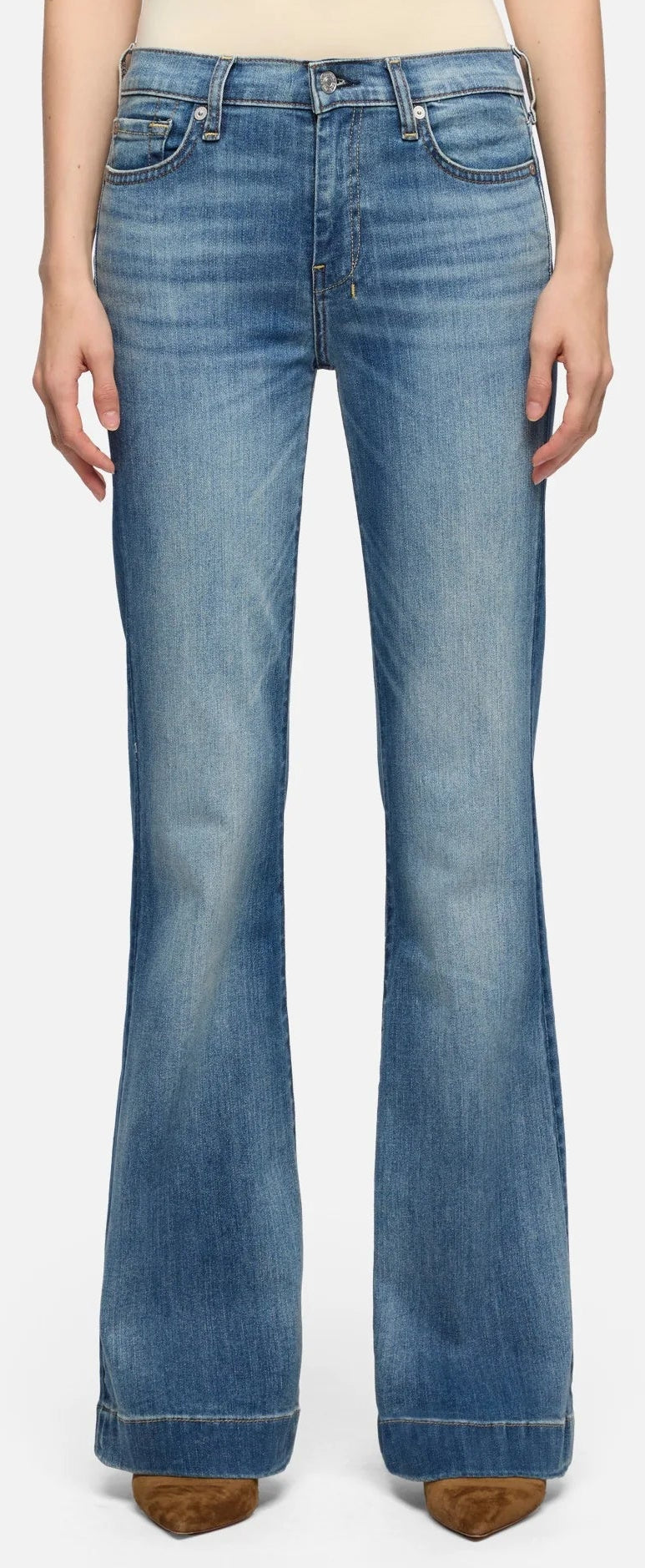 7 FOR ALL MANKIND DOJO SLIM ILLUSION JEANS in DISTRESSED AUTHENIC LIGHT