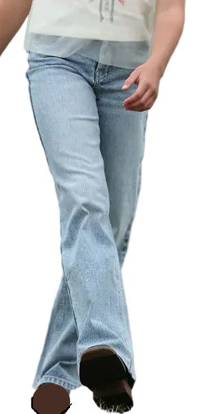 CRUEL DENIM GIRL'S WIDE LEG JEANS - LIGHT STONEWASH