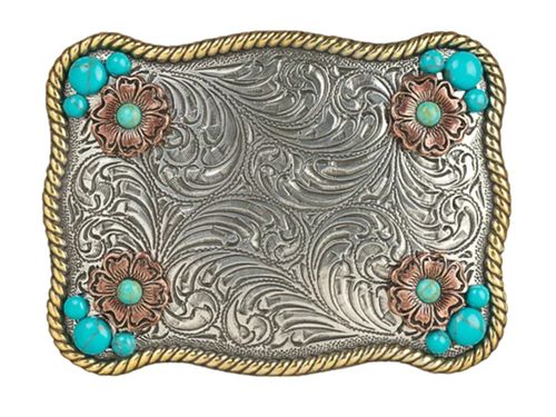 BLAZIN ROXX LADIES FLORAL ROPE EDGE W/TURQUOISE STONES BUCKLE