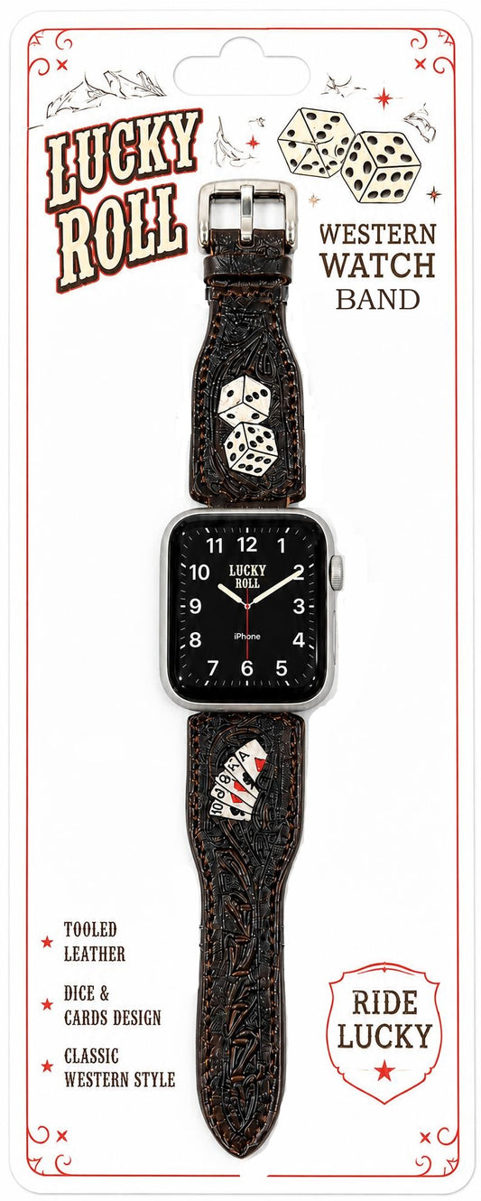WESTERN TOOLED LEATHER "LUCKY ROLL" SMART WATCH BAND