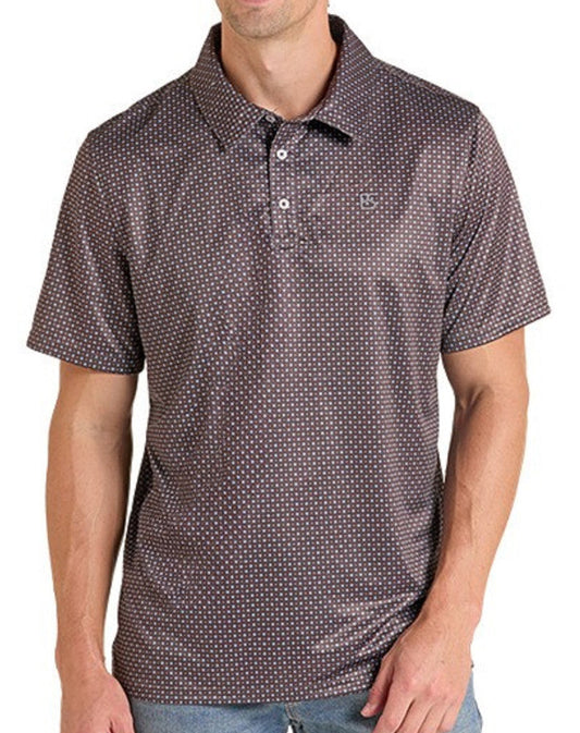 PANHANDLE SLIM MEN'S BROWN MEDALLION PRINT POLO