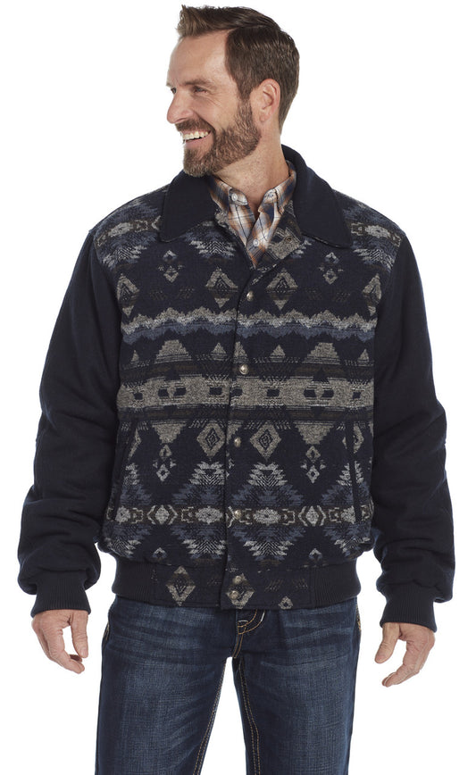 CRIPPLE CREEK MEN'S NAVAJO BLANKET SNAP FRONT JACKET W/ CONCEALED CARRY POCKET in MIDNIGHT