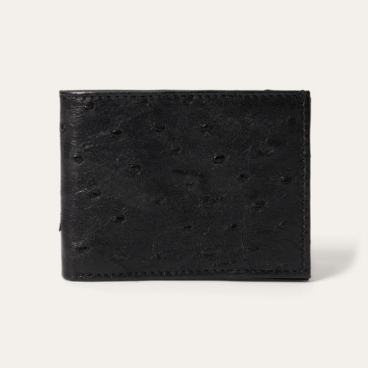 MEN'S STETSON GENUINE OSTRICH BI-FOLD WALLET in BLACK