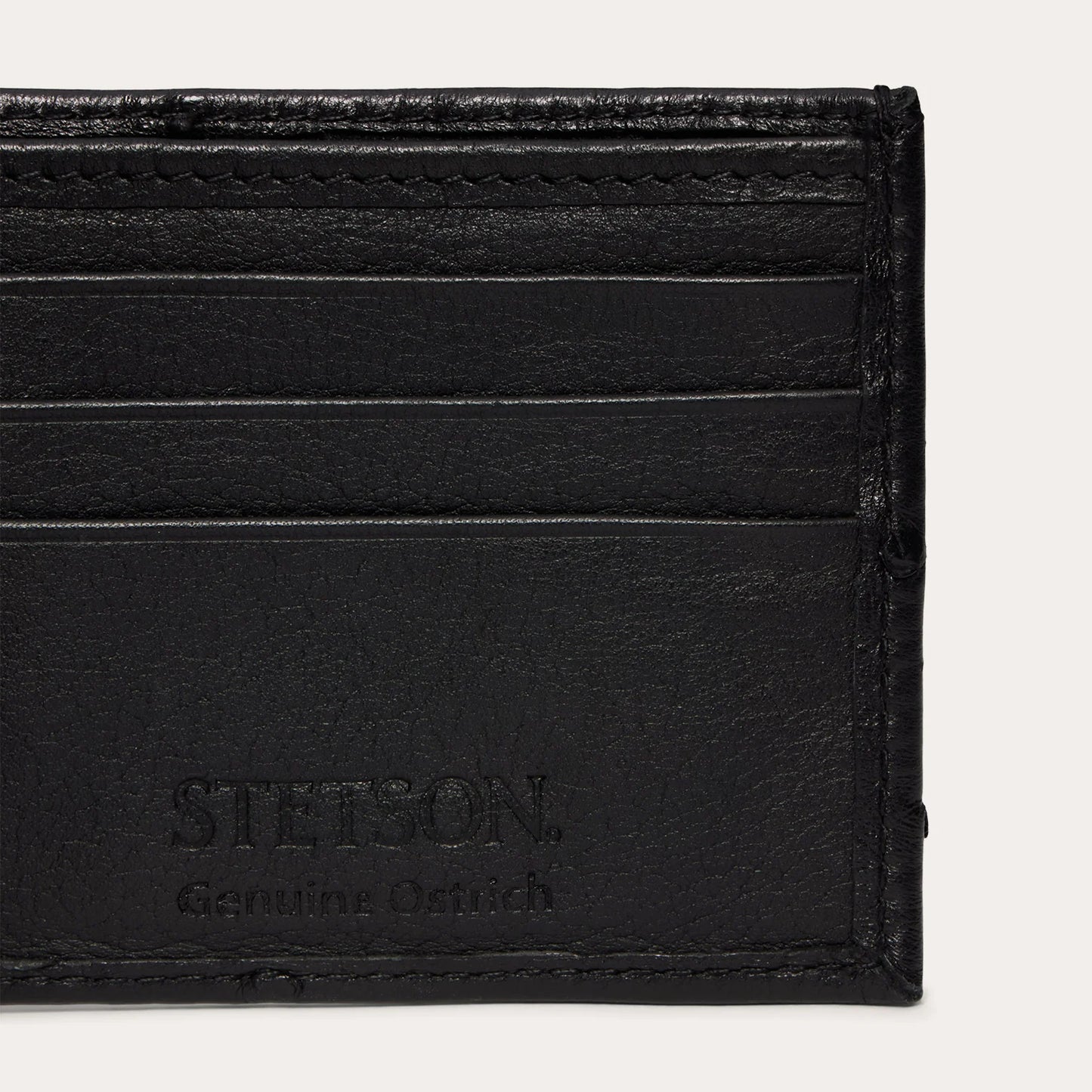 MEN'S STETSON GENUINE OSTRICH BI-FOLD WALLET in BLACK
