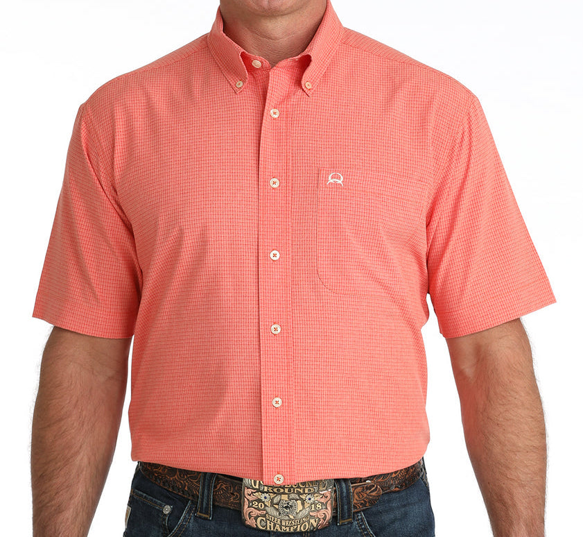 CINCH MEN'S SHORT SLEEVE PLAID ARENAFLEX SHIRT - RED
